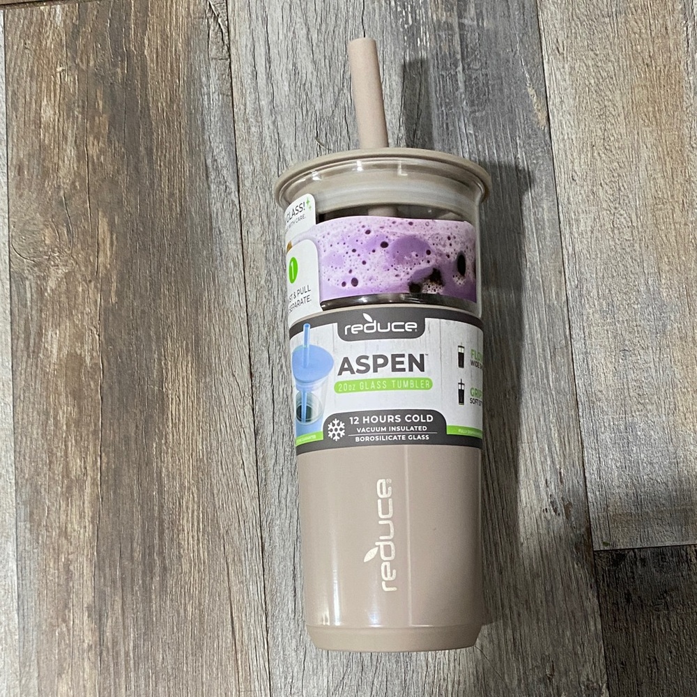 Reduce Aspen glass and Insulated Tumbler - Beige Two- In - one